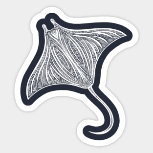 Manta Ray Ink Art - on dark colors Sticker